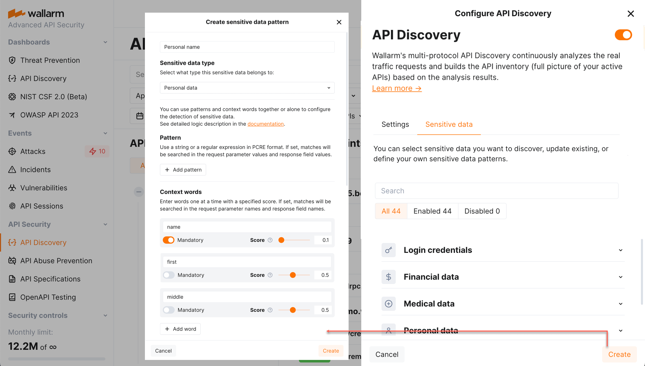 API Discovery โ Settings - Sensitive data - Creating custom pattern