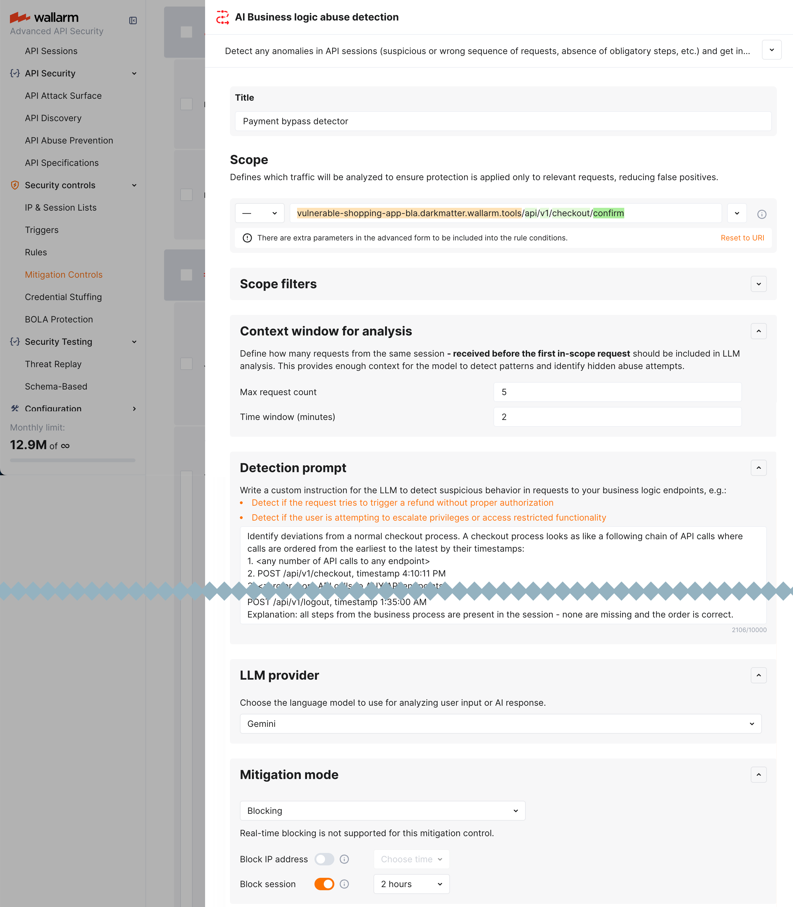 "AI Business logic abuse detection" mitigation control - example