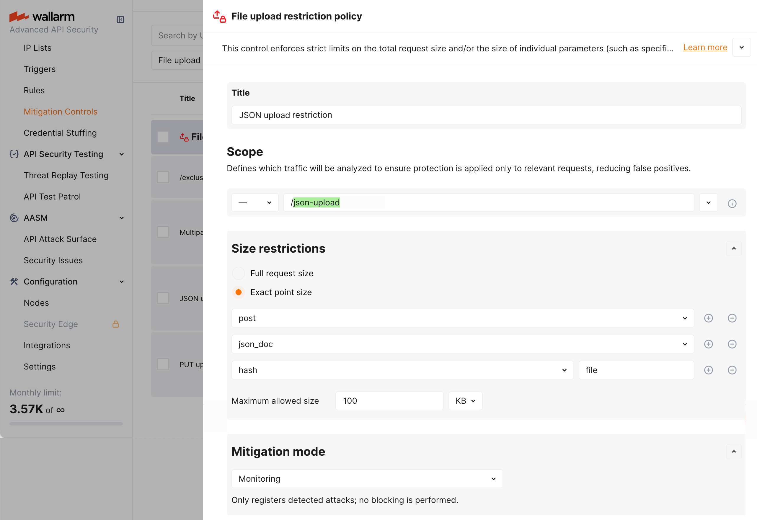File upload restriction MC - example