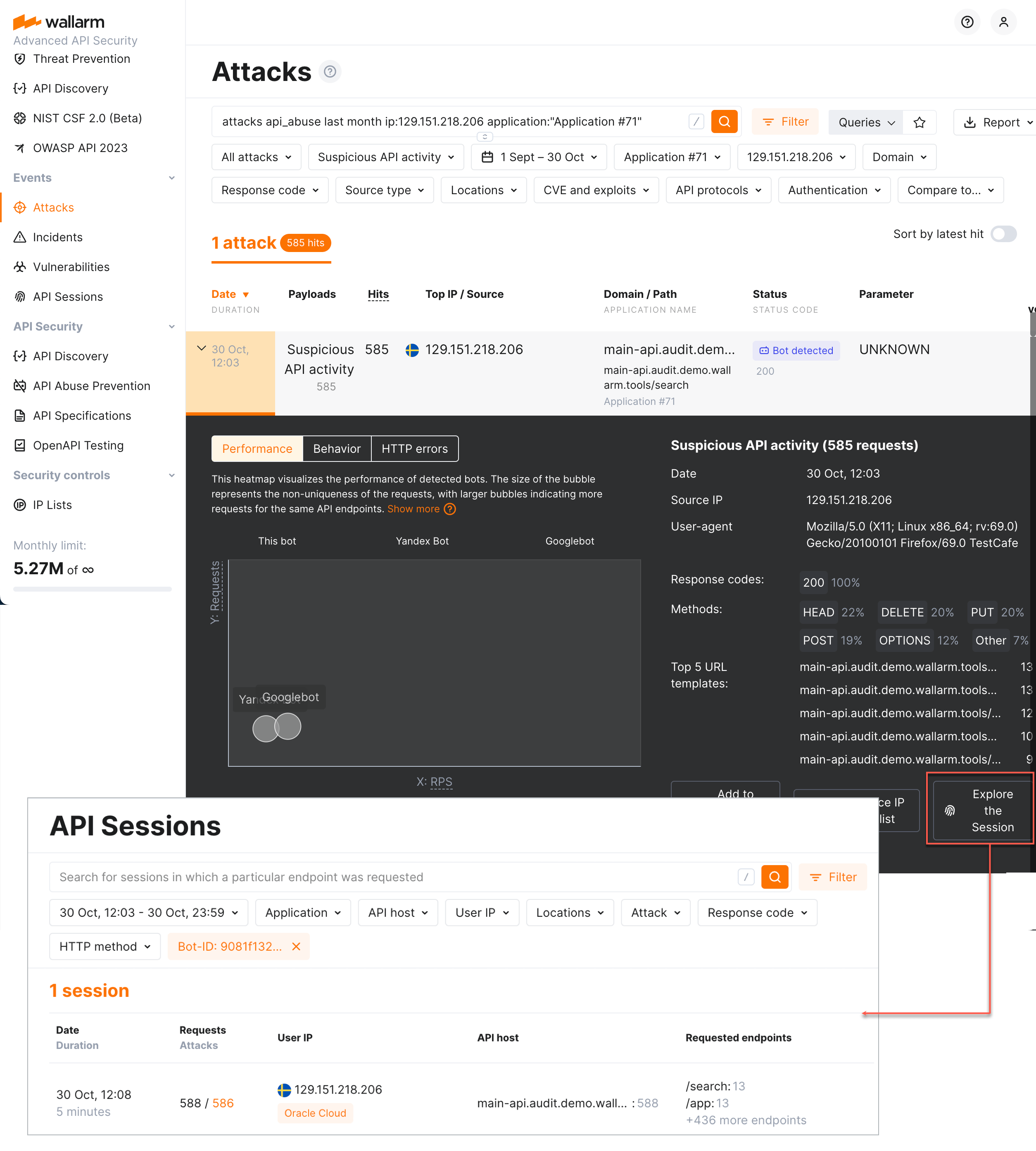 !API Sessions section - monitored sessions