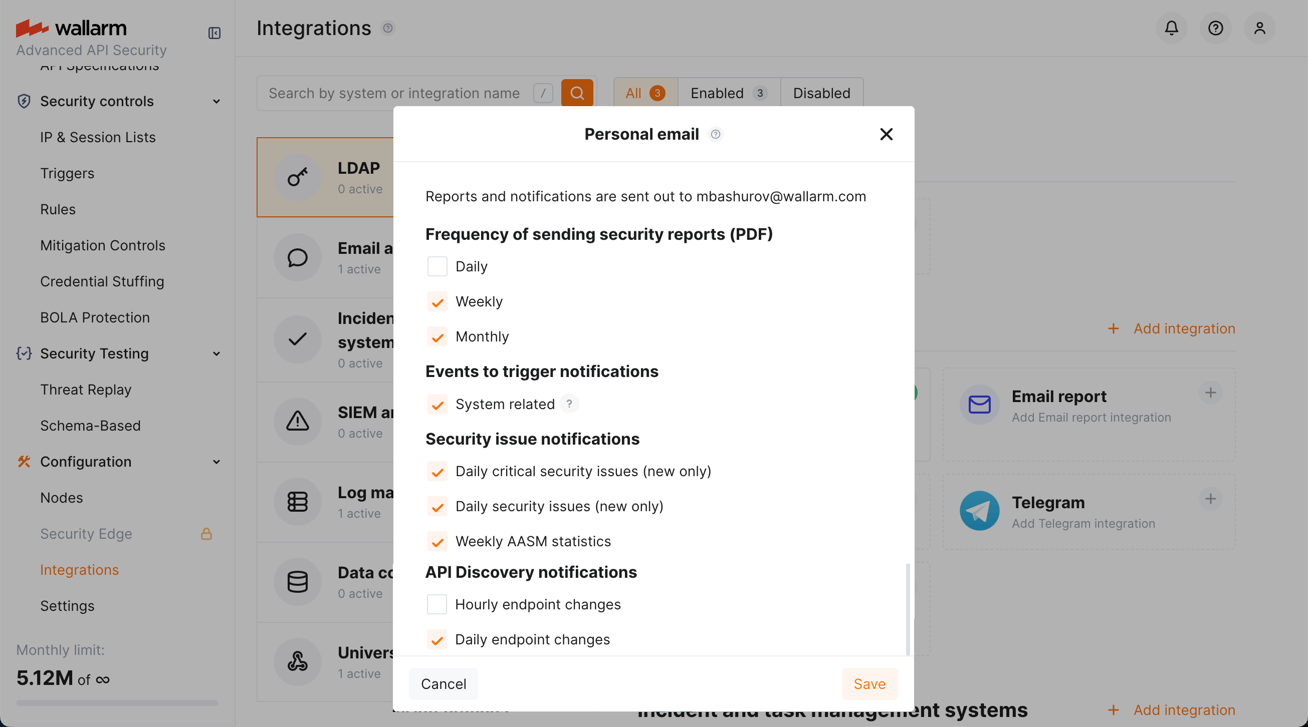 Email report integration