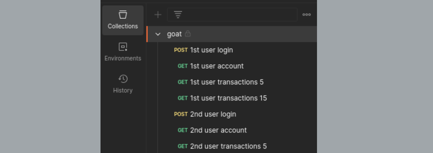Postman collection - 2 users transactions