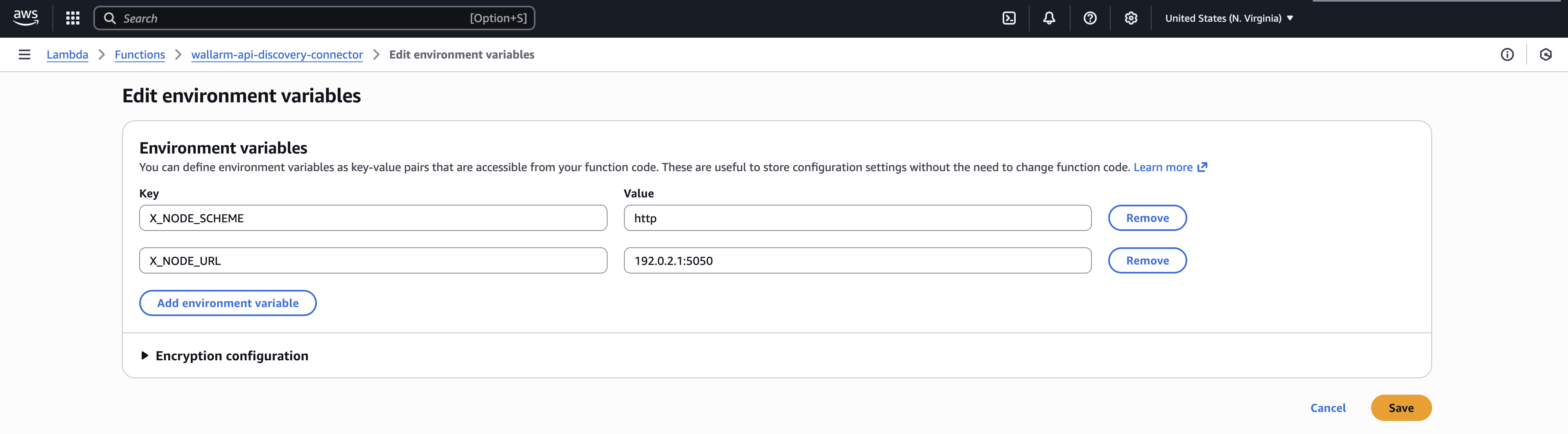 Lambda environment variables
